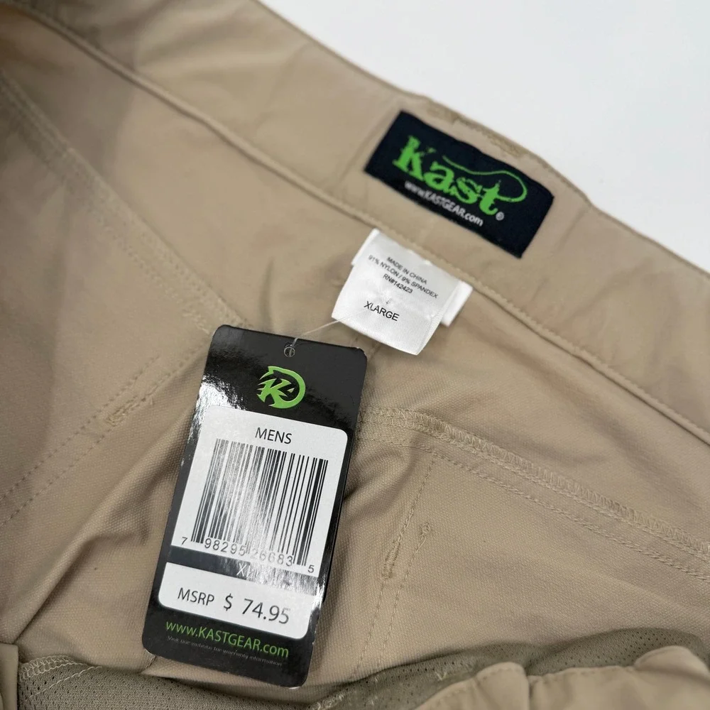 Kast Gear Mens Size XL Hiking Fishing Pants Beige Knee Outdoor Utility New